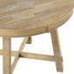 TREXM 5-Piece Farmhouse Dining Table Set with Round Extendable Table and 4 Upholstered Chairs, Natural Wood Wash