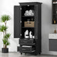 Tall Storage Cabinet with Two Drawers, Perfect for Bathrooms and Offices, Black Finish