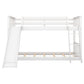 Twin over Twin Bunk Bed with Convertible Slide and Ladder  White