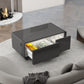 Modern Smart Coffee Table with Built-In Fridge, Bluetooth Speaker, Wireless Charging, and Touch Control Panel, Black