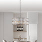 Modern crystal drum pendant light, 6-light pendant light, with silver metal frame (excluding light bulb)