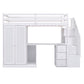 Twin Size Loft Bed with Wardrobe and Staircase, Desk and Storage Drawers and Cabinet in 1  White