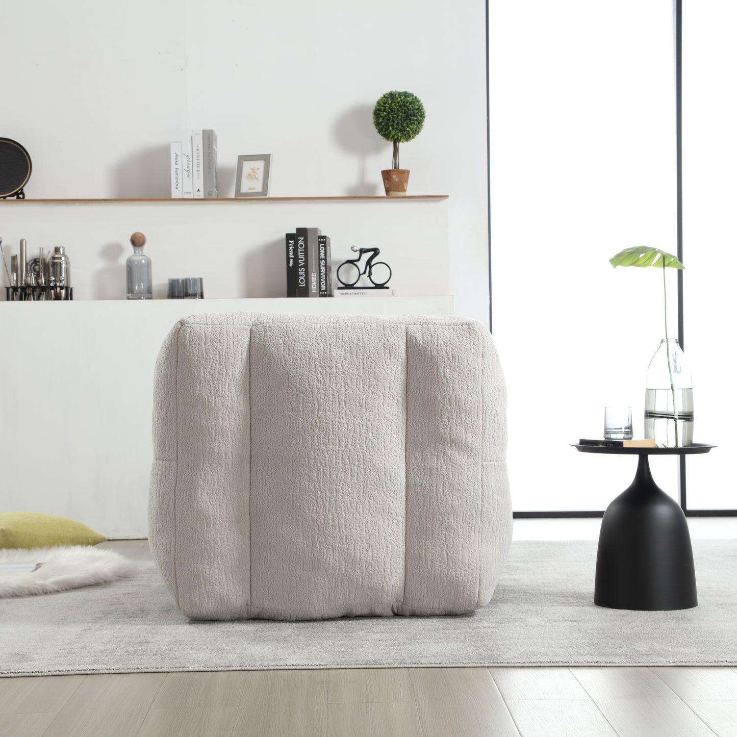 Fluffy bean bag chair Super soft couch chair with memory foam and footstool Indoor modern focus bean bag chair