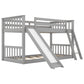 Twin over Twin Bunk Bed with Convertible Slide and Ladder  Gray