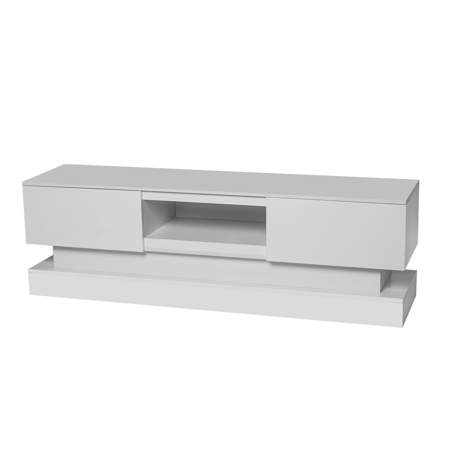 51.18inch WHITE morden TV Stand with LED Lights high glossy front TV Cabinet color:WHITE