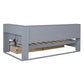 Wooden Twin Size DayBed with 2 Drawers, DayBed with Storage Shelf and USB Charging Ports,Grey