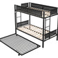 Metal double bed with casters/sturdy frame/no noise/comfortable guardrail/2 side ladders/no need for spring box