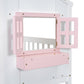 Twin over Twin House Bunk Bed with Roof , Window, Window Box, Door , with Safety Guardrails and Ladder, Pink/White