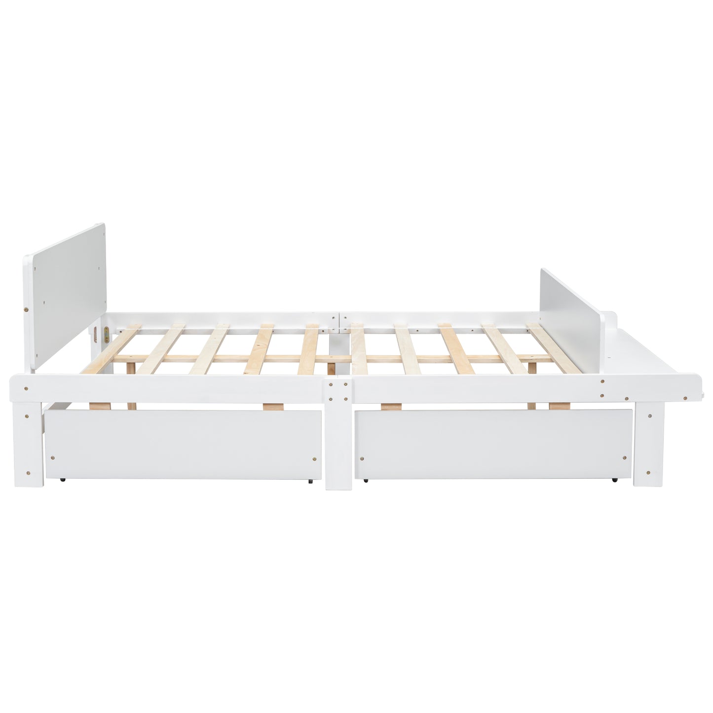 Full Bed with Footboard Bench 2 drawers White