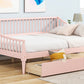 Full Size Daybed with Two Storage Drawers and Support Legs Pink