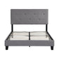 Full Size Upholstered Platform Bed Frame with Modern Button Tufted Linen Fabric Headboard Grey