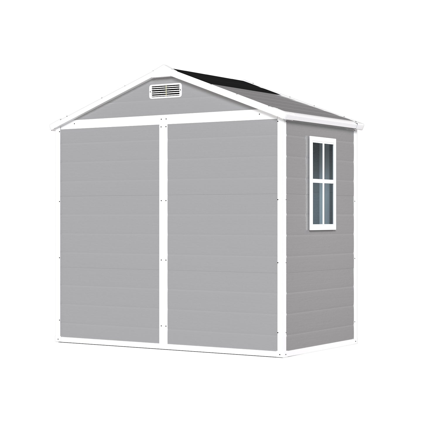 6' x 4.4' Resin Weather Resistant Outdoor Storage Shed with Floor for Garden,Backyard,Pool Tool, Light Grey