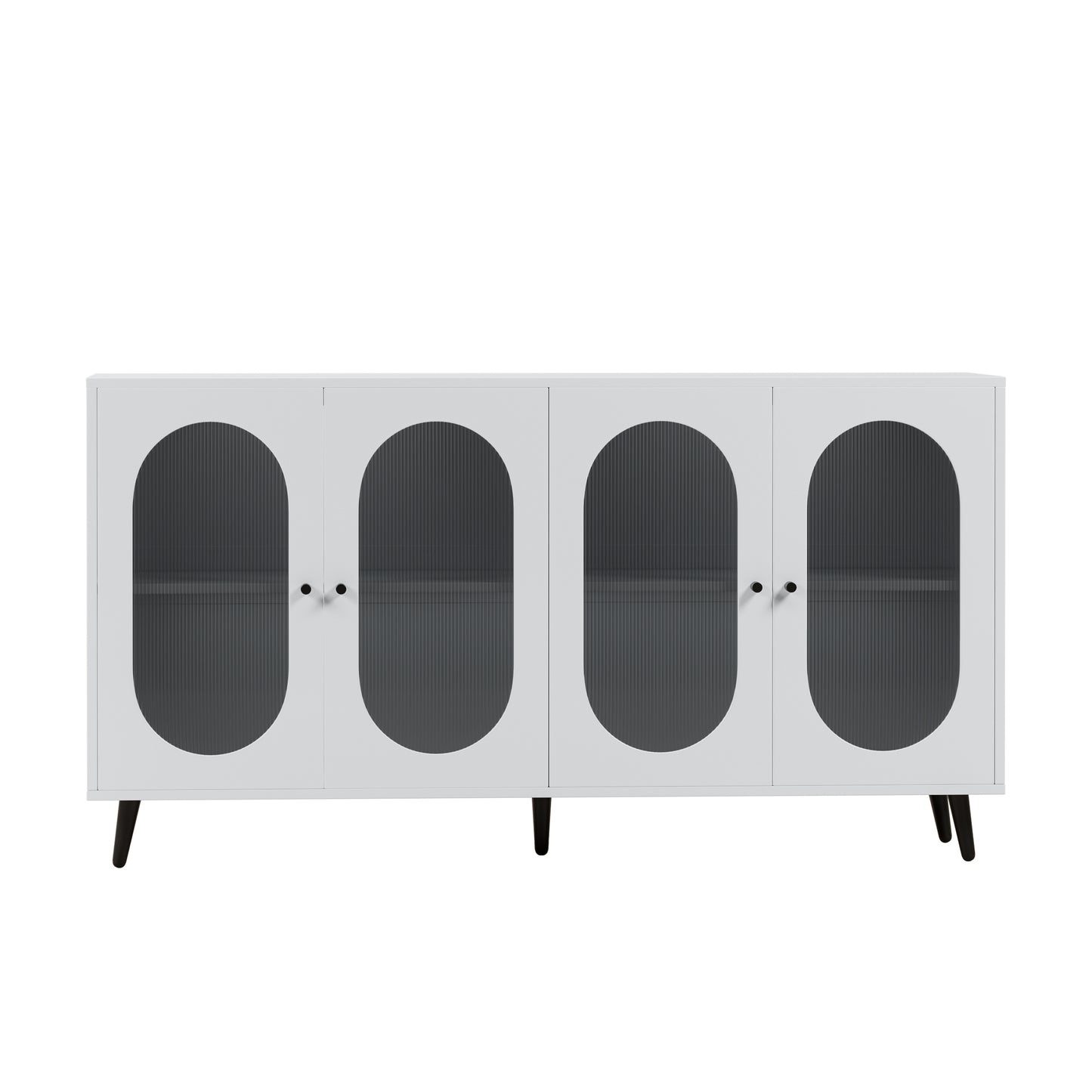 Modern Accent Sideboard Cabinet with Acrylic Doors, Freestanding Storage Cupboard in White Finish