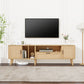 Vine TV Stand with 2 Cabinets and 2 Open Shelves, Solid Wood Legs for TVs Under 80 Inches