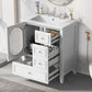 Bathroom Vanity with Sink, Bathroom Vanity Cabinet with Three Drawers and Door, Solid Wood and MDF, White