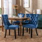 High-end Tufted Solid Wood Contemporary Velvet Upholstered Dining Chair with Wood Legs Nailhead Trim 2-Pcs Set Blue