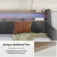 Twin Size Daybed with Storage Drawers, Upholstered Daybed with Charging Station and LED Lights, Gray