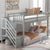 Twin over Twin Floor Bunk Bed, Ladder with Storage  Gray