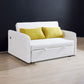 Twins Sofa Bed in Cream White Fabric, Convertible Design for Comfortable Seating and Sleeping