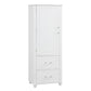 Tall Bathroom Storage Cabinet with 2 Drawers and Adjustable Shelf, White MDF Board Design