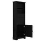 Black high storage cabinet with 3 drawers and adjustable shelves, MDF board painted