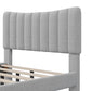 Upholstered Platform Bed Frame with Vertical Channel Tufted Headboard No Box Spring Needed Full Gray