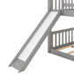 Full over Full Bunk Bed with Convertible Slide and Ladder  Gray