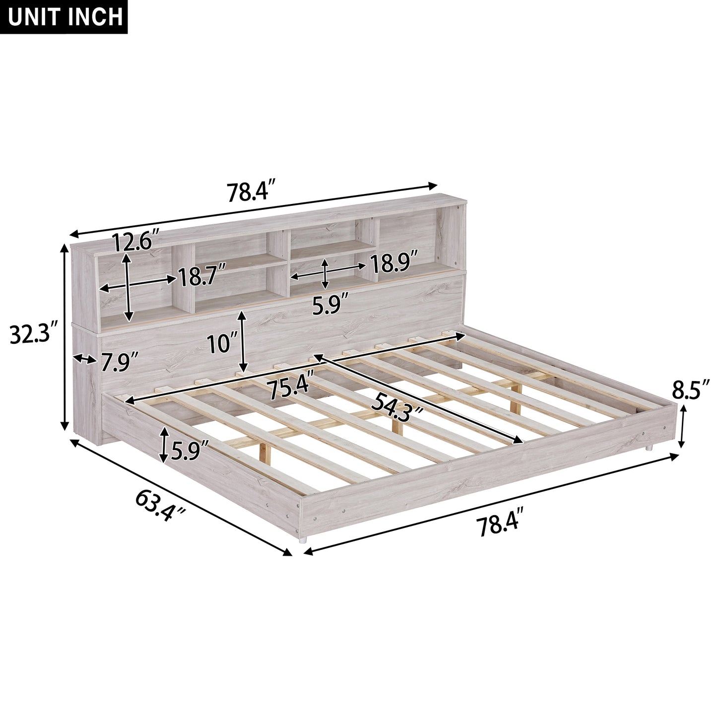 Full Size Daybed Frame with Storage Bookcases White Oak