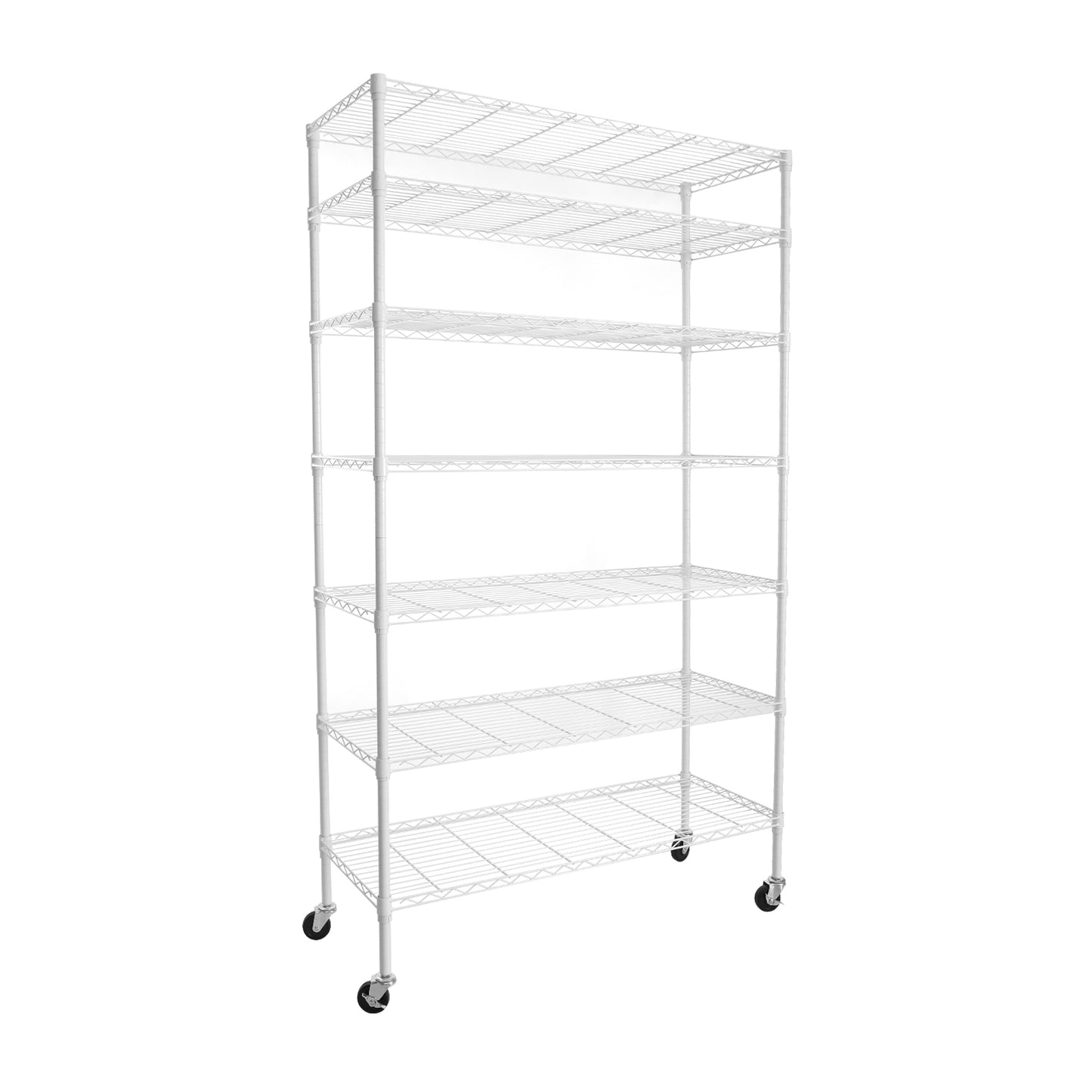 7 Tier Wire Shelving Unit 2450 LBS NSF Height Adjustable Metal Garage Storage Shelves with Wheels White