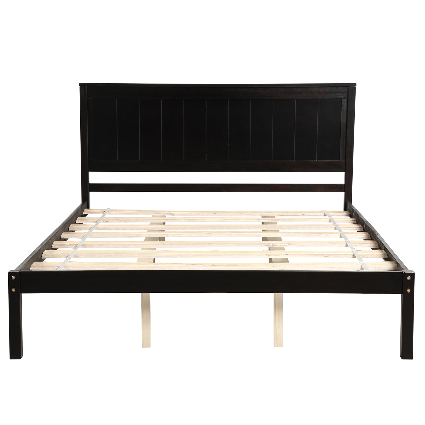 Platform Bed Frame with Headboard, Wood Slat Support, No Box Spring Needed, Queen Size in Espresso