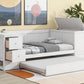 Twin Size Daybed with Storage Arms  Trundle and Charging Station White