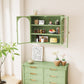 Glass Doors Modern Two-door Wall Cabinet with Featuring Three-tier Green