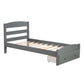 Platform Twin Bed Frame with Storage Drawer and Wood Slat Support No Box Spring Needed Gray