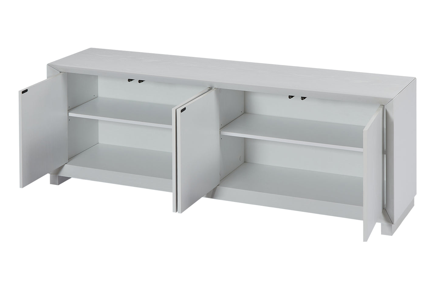 Side panel storage cabinet, TV stand, modern style cabinet, white, 64 inches wide x 15 inches deep x 23.23 inches high.