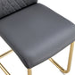 Comes with faux leather cushioned seats living room chairs with metal legs (gray+PU leather)