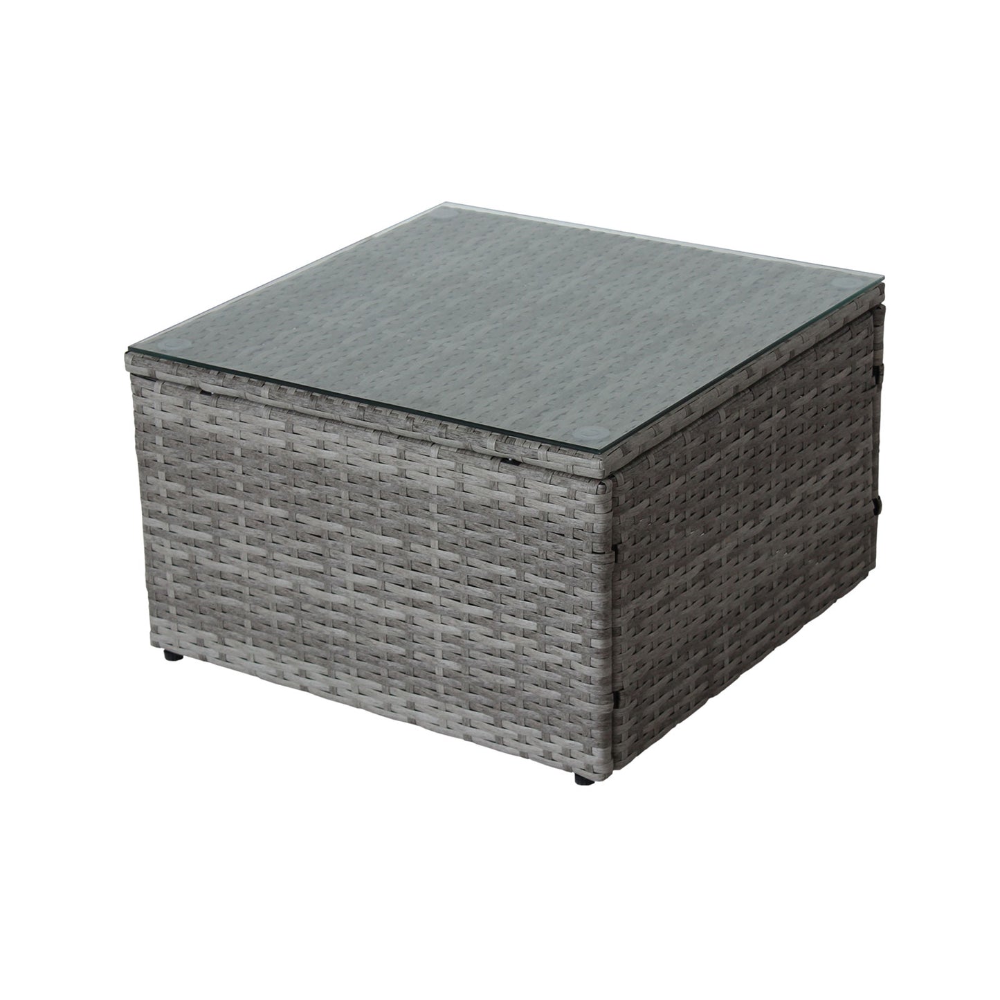 Conjunto de muebles de exterior de mimbre y ratán seccional de 4 piezas para patio con caja de almacenamiento, acabado gris