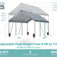 12 * 20 portable car tent garage with adjustable height from 9.5 feet to 11 feet, metal roof and side walls