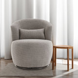 Grey Plush Swivel Accent Chair with 360° Rotation and Metal Base, Contemporary Design for Living Rooms