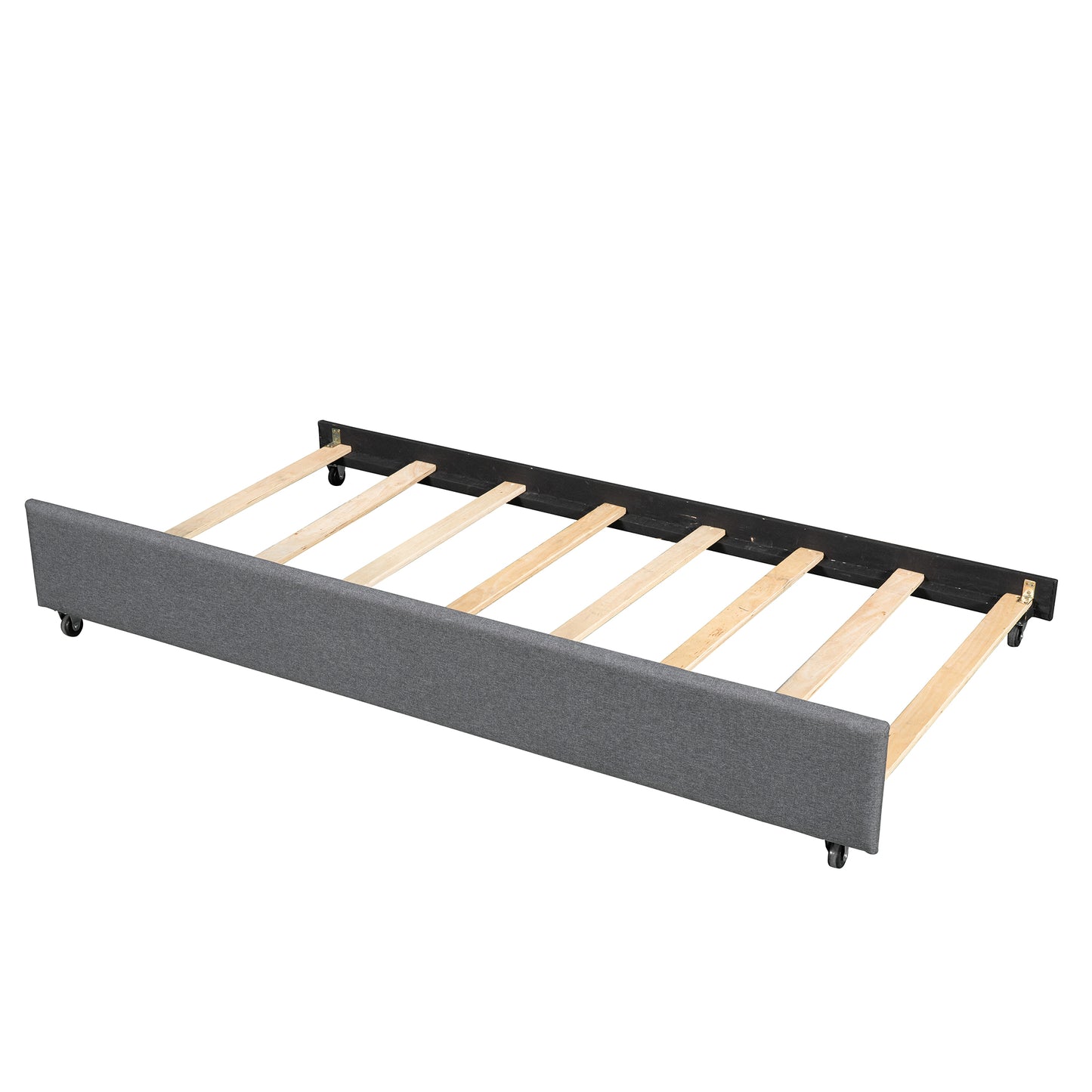 Full Upholstered Platform Bed with Trundle Grey