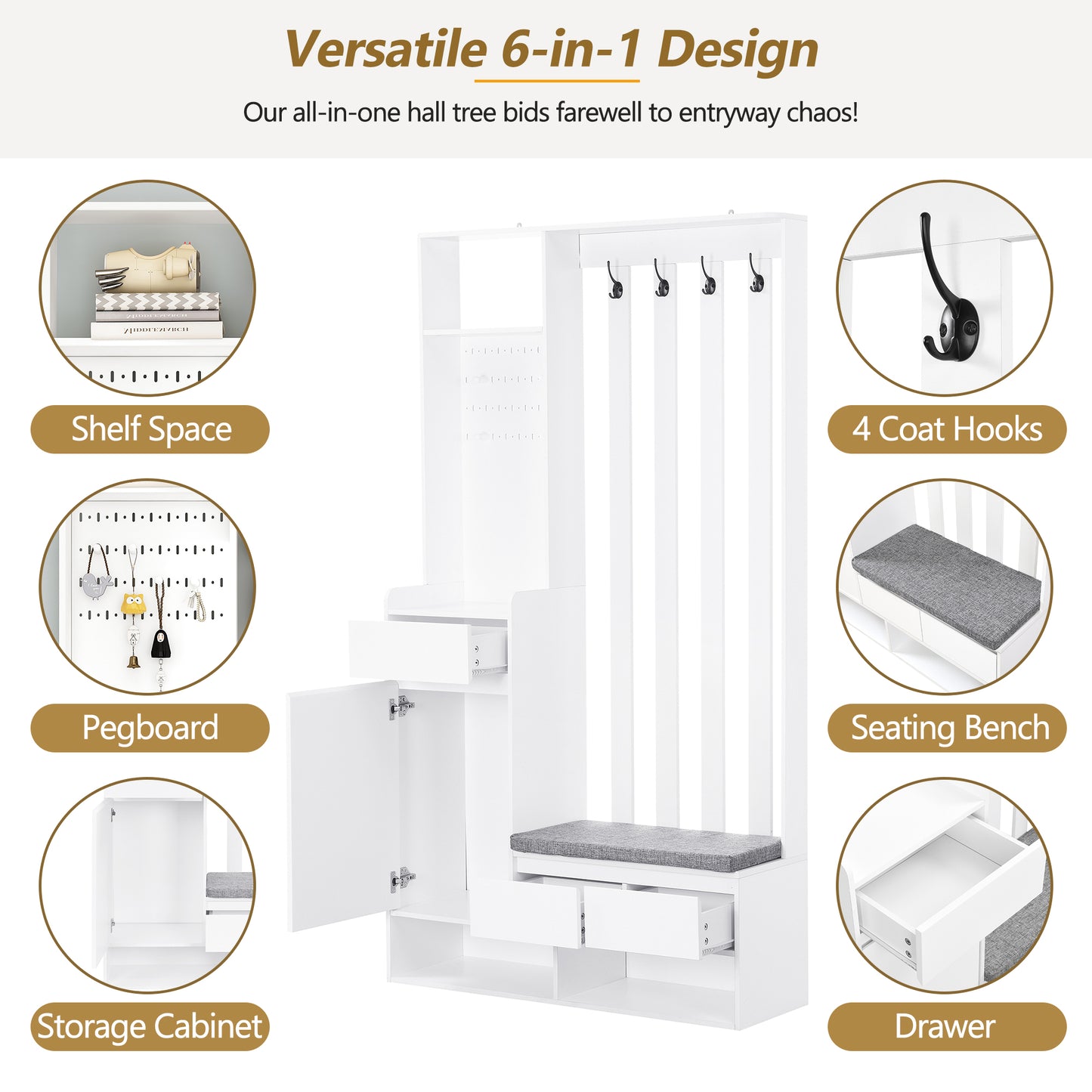 39.3"W x 70.8"H Multifunctional Corridor Shoe Cabinet with Soft Padded Nail Board and White Hanger