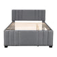 Full Upholstered Platform Bed with Trundle Grey