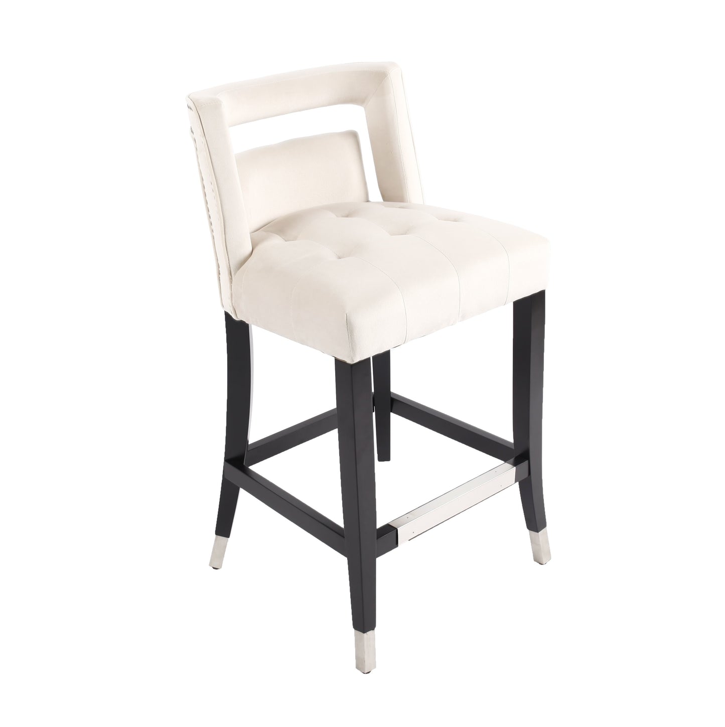 Suede Velvet Barstool with nailheads Dining Room Chair 2 pcs Set - 26 inch Seater height