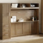 Full Size Murphy Bed with Wardrobe, Drawers, and Open Shelves, Antique Grey Finish for Functional Bedrooms