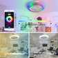 Smart LED Bladeless Ceiling Fans Remote with Alexa/Google, Modern Flush Mount RGB Ceiling Fan for Bedroom