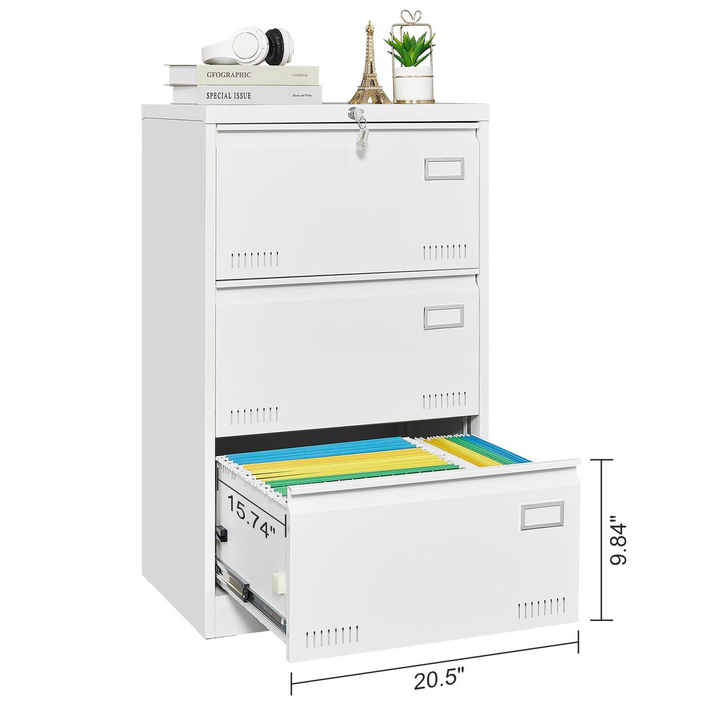 Filing Cabinet Lateral File Cabinet 3 Drawer White Filing Cabinets with Lock