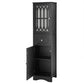 Tall Bathroom Cabinet, Freestanding Storage Cabinet with Drawer and Doors, MDF Board, Acrylic Door, Adjustable Shelf, Black