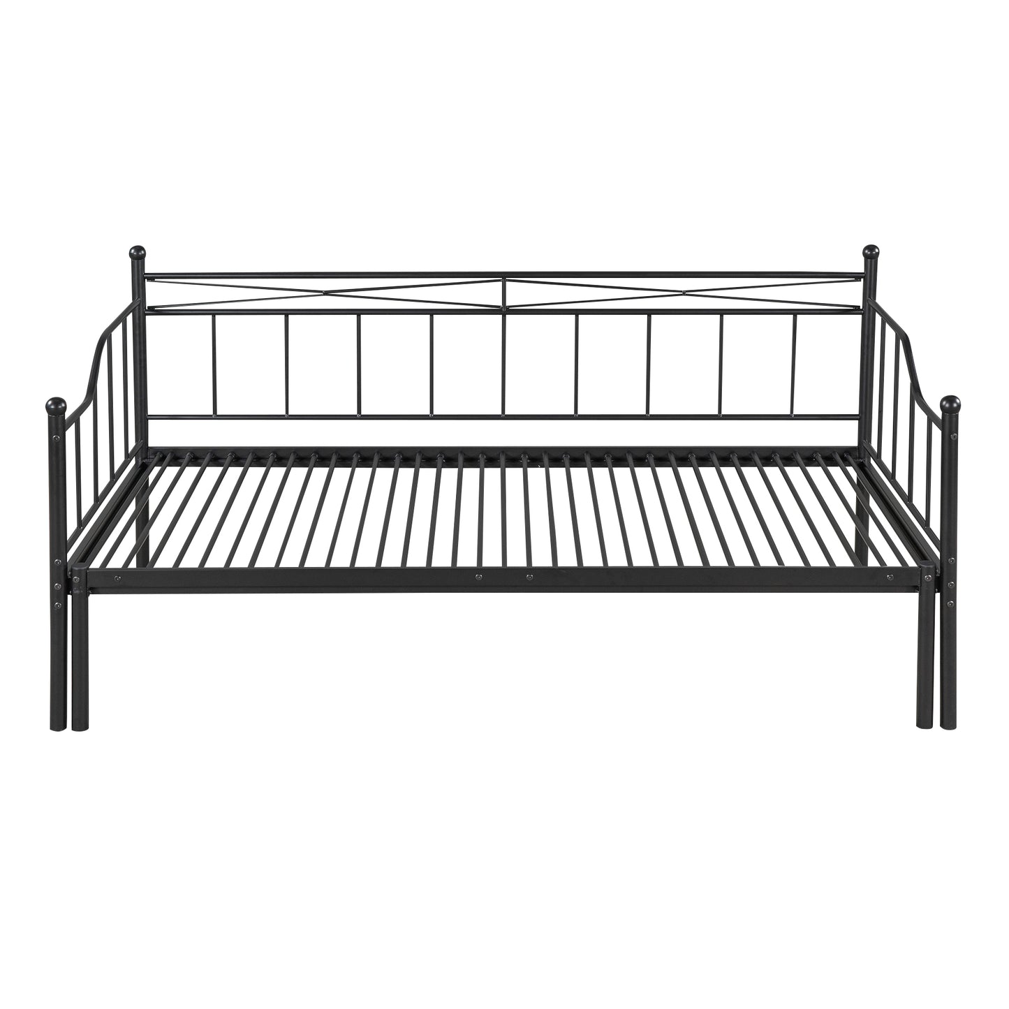 Twin Size Metal Daybed with Trundle Daybed with Slat No Box required Black