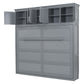 Full Size Murphy Bed Wall Bed with Top Cabinets, Gray Finish for Space-Saving Bedrooms