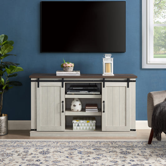 Classic Farmhouse Media TV Stand Transitional Entertainment Console for TV Up