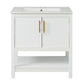 30-Inch White Bathroom Vanity with Ceramic Sink and Versatile Storage - Ideal for Small Bathrooms